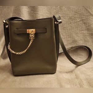 Michael Kors Dark Green Bucket Crossbody